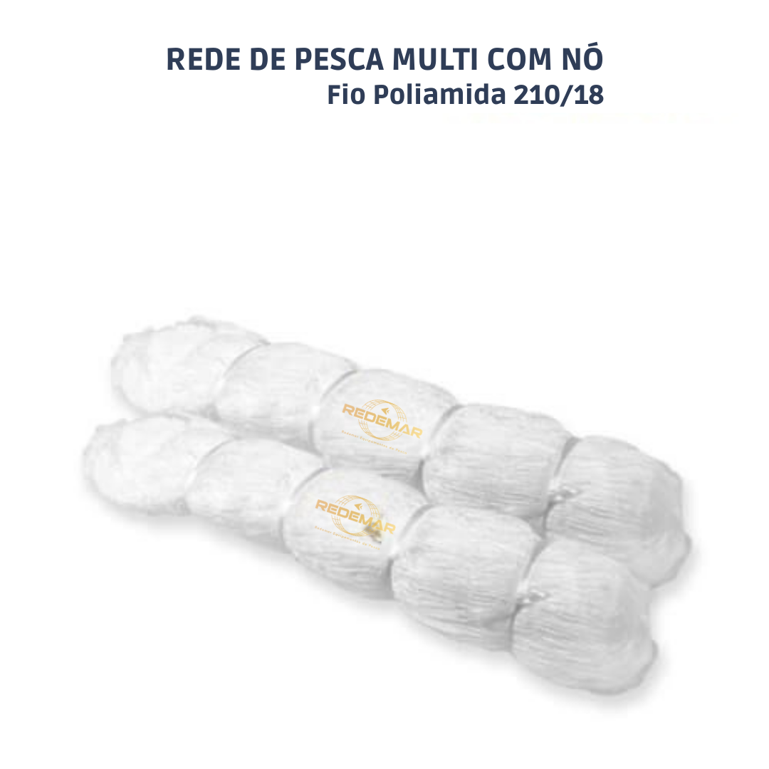 Rede Pesca Multi Mono com Nó - 210D/18 Poliamida (Branca)