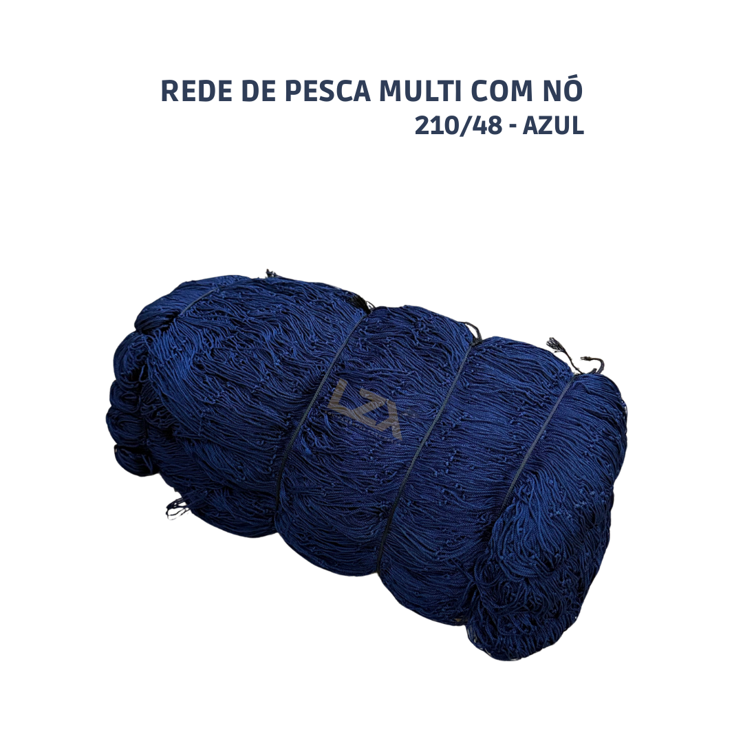 Rede Pesca Multi Mono com Nó - 210D/42 Poliamida (Azul)