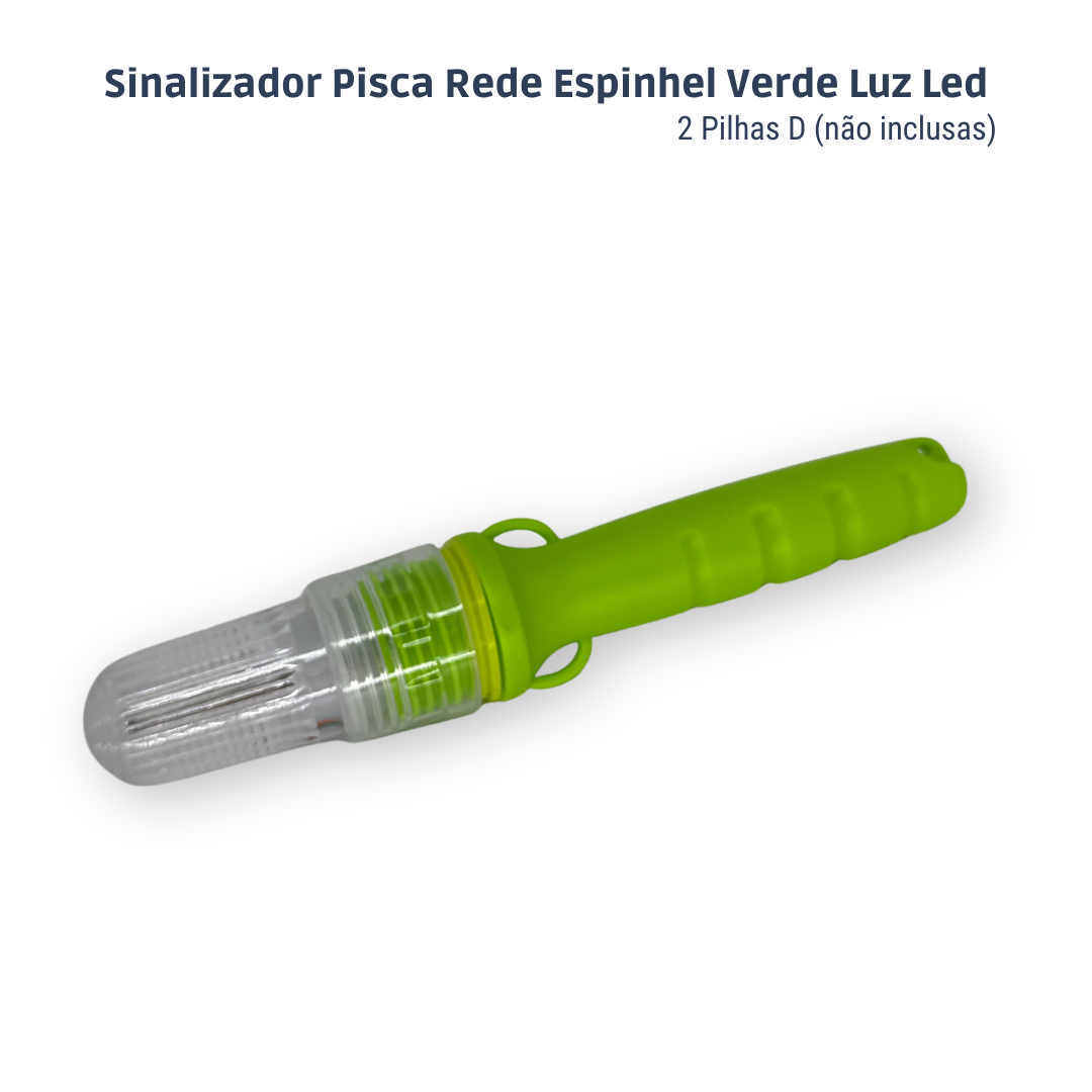Sinalizador Náutico Pisca Espinhel em Led com Luz Strobo Colorida - 2 pilhas D - Verde