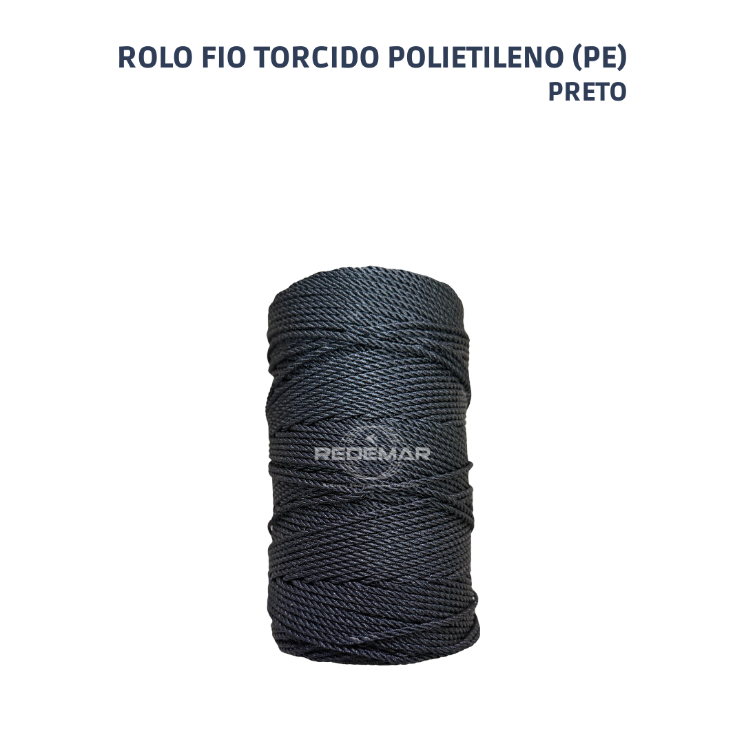 Rolo Fio Torcido Polietileno Preto 2Kg - 4 fios