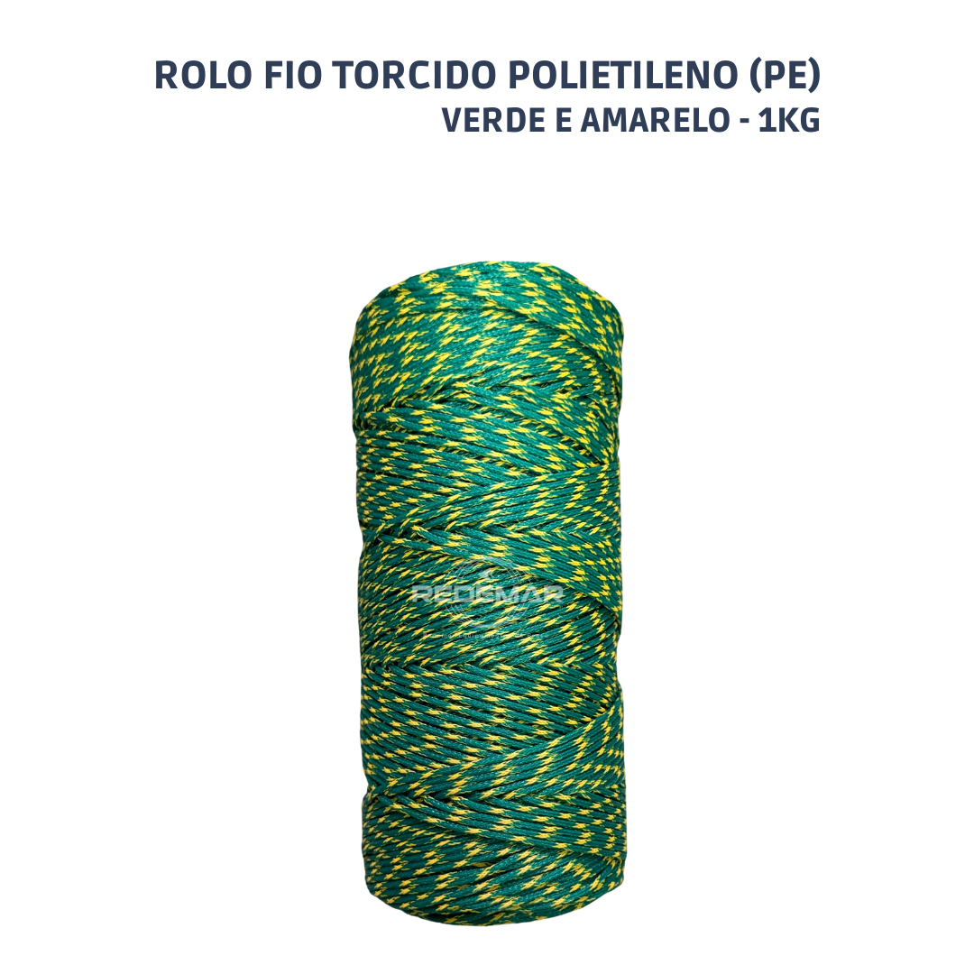 Rolo Fio Torcido Polietileno Verde e Amarelo 1Kg