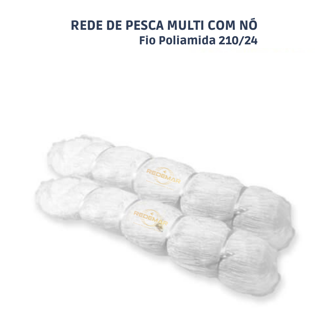 Rede Pesca Multi Mono com Nó - 210D/24 Poliamida (Branca)