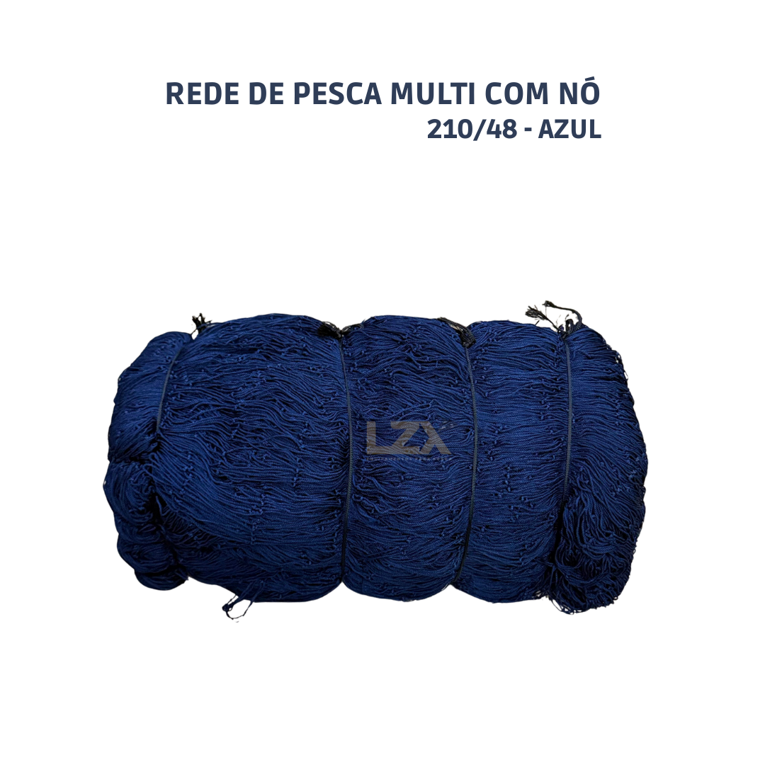 Rede Pesca Multi Mono com Nó - 210D/42 Poliamida (Azul)