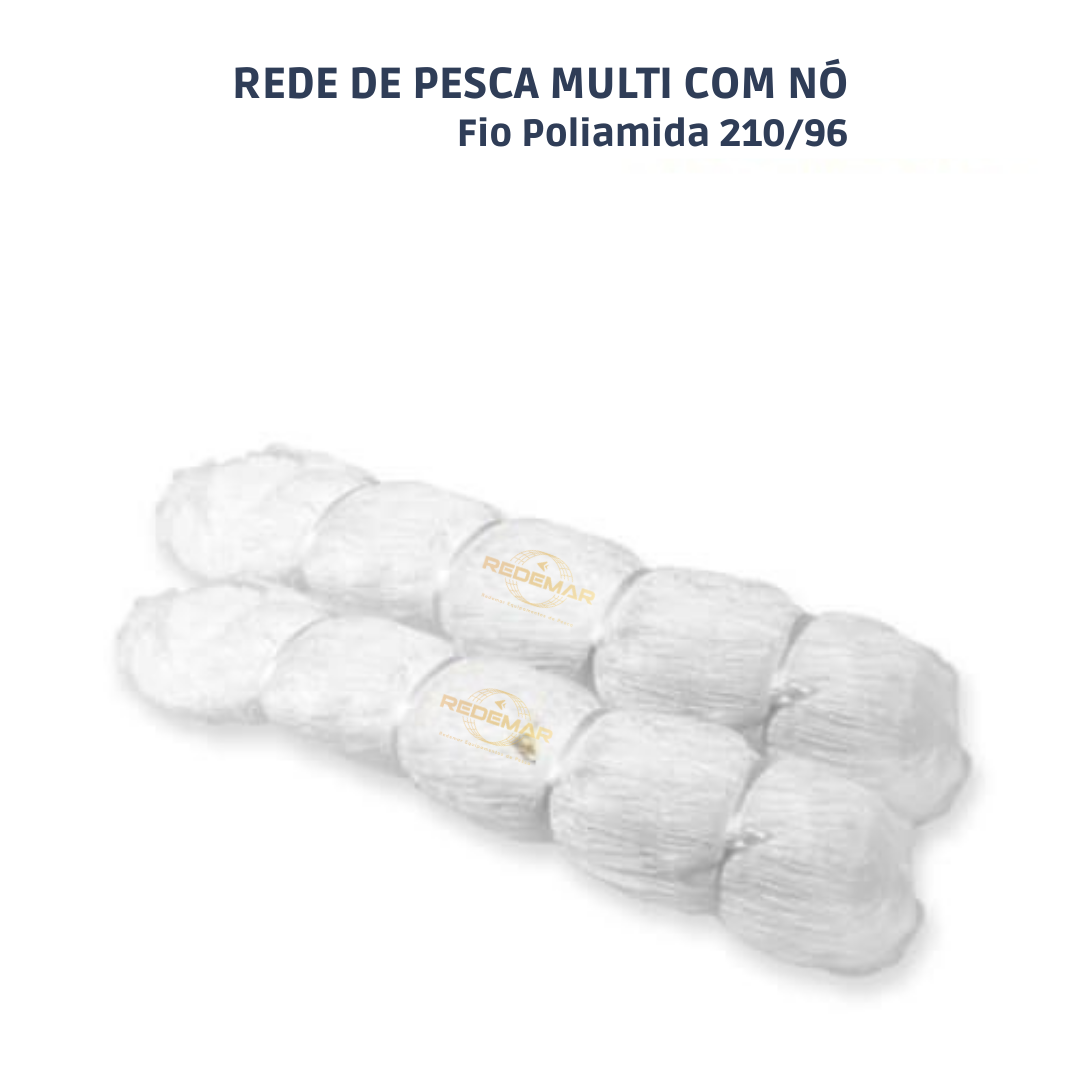 Rede Pesca Multi Mono com Nó - 210D/96 Poliamida (Branca)