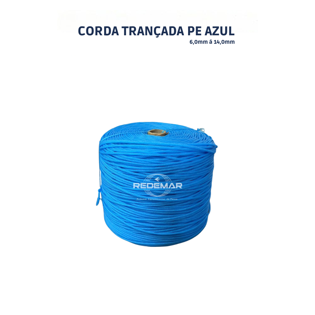 Corda Trançada Polietileno Azul Clara de 6,0 mm á 14,0 mm