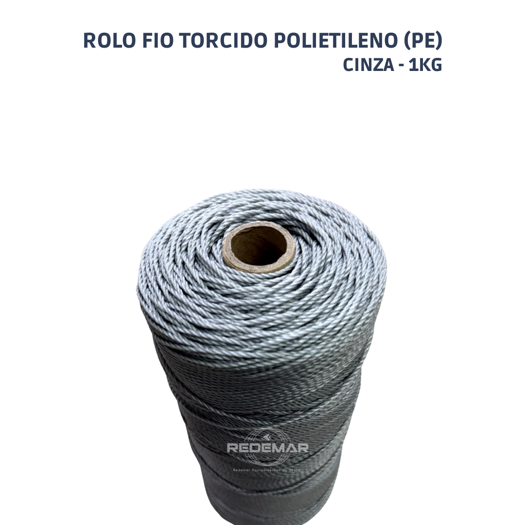 Rolo Fio Torcido Polietileno Cinza